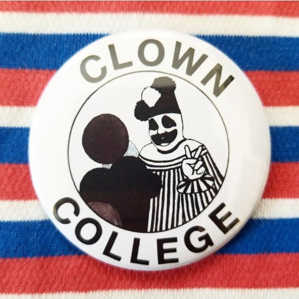 2.25 inch Clown College button badge pin
